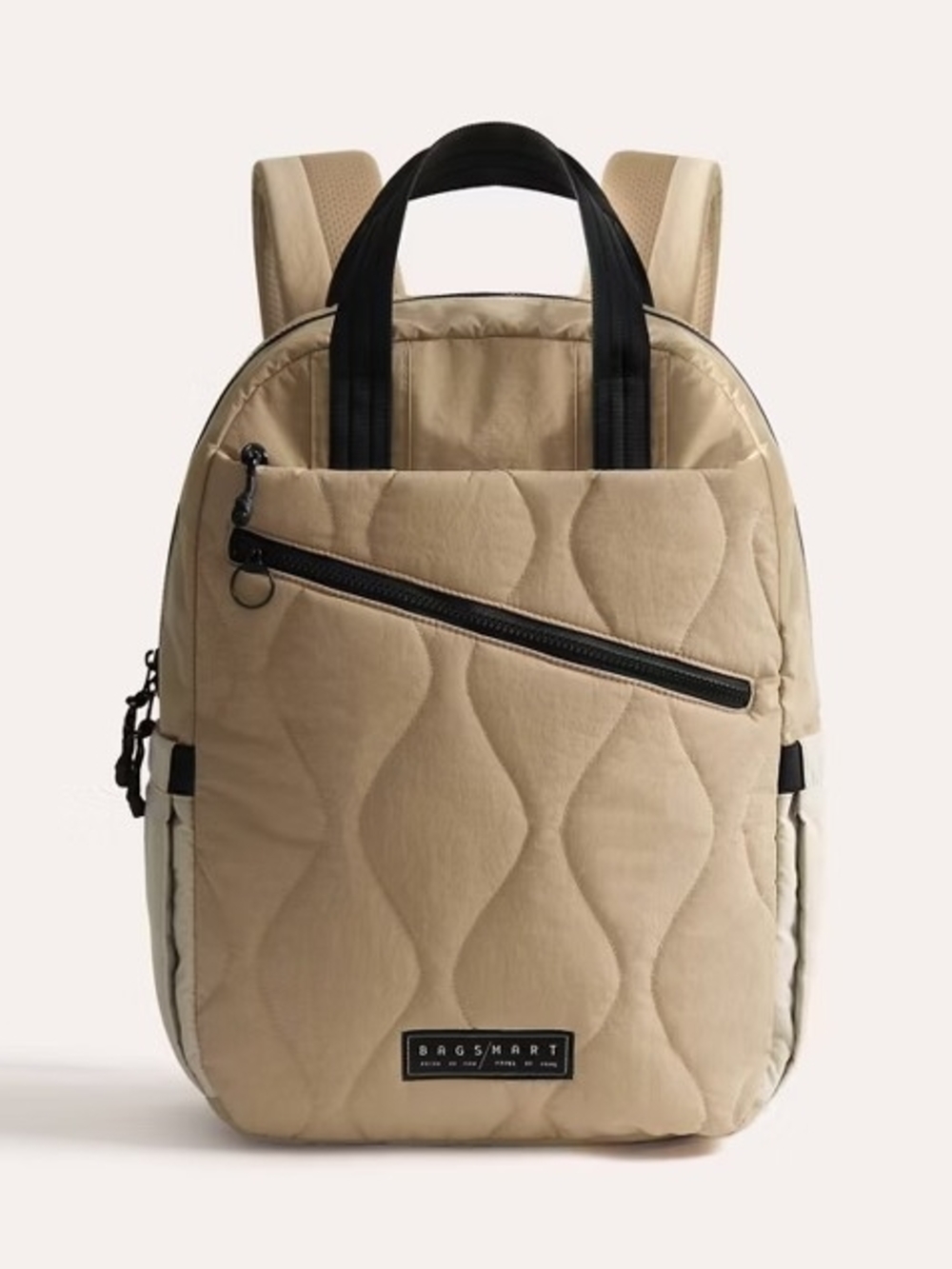 BAGSMART Quilted Tan Men's Backpack with Black Handles NWT